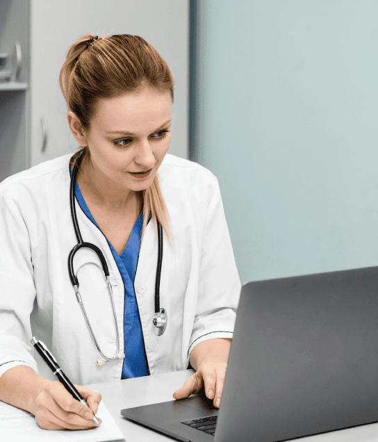 Doctor using high quality translation services for a wide range of industries, from medical to legal.